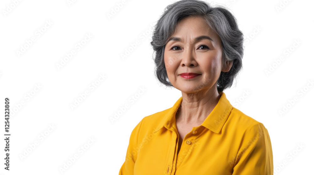 Confident senior woman smiling on transparent background Confident senior woman smiling on transparent background