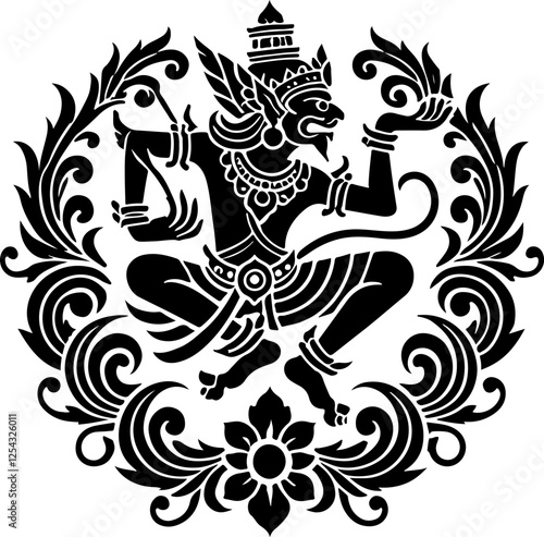 illustration sketch silhouette design of gods and goddesses traditional ethnic mythological creatures full of details  