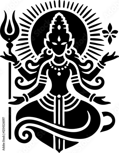 illustration sketch silhouette design of traditional ethnic mythology gods and goddesses full of details