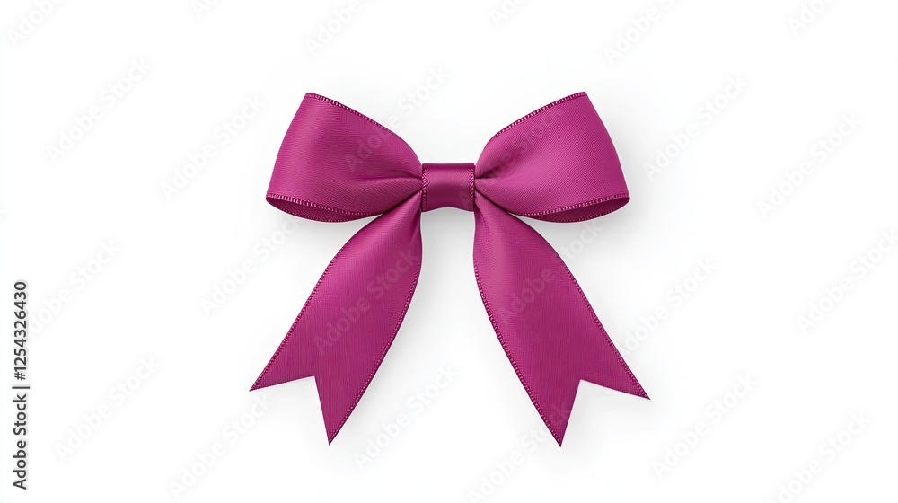 Elegant magenta ribbon bow with flowing tails, ideal for gift wrapping or decoration Elegant magenta ribbon bow with flowing tails, ideal for gift wrapping or decoration