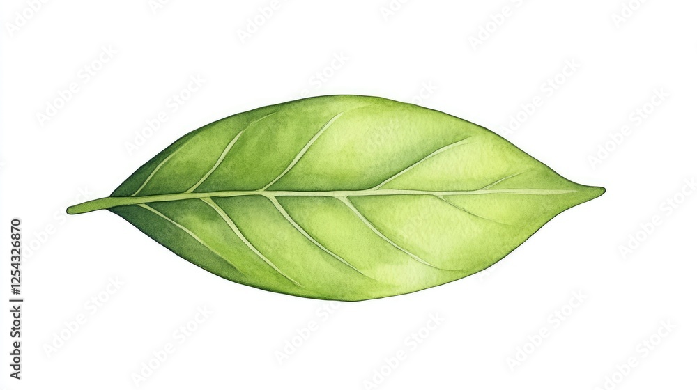 Fototapeta premium Detailed illustration of a vibrant green leaf showcasing its natural texture and veins
