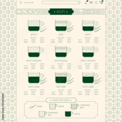Nanyang Kopitiam Website Coffee Menu Design