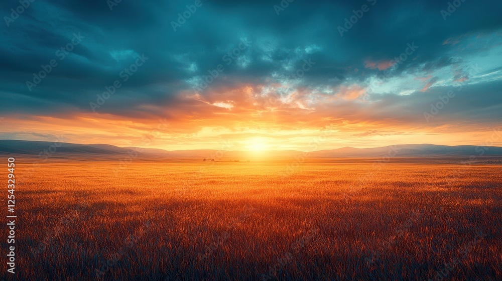 Golden Sunset Over a Vast Field Golden Sunset Over a Vast Field