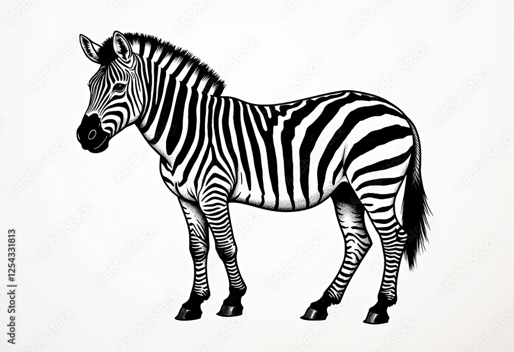 Obraz premium Handmade Acrylic Marker Zebra: An Artistic Animal Representation with a Clean White Background, Great for Personalized Gifts, Cards, and Crafts.