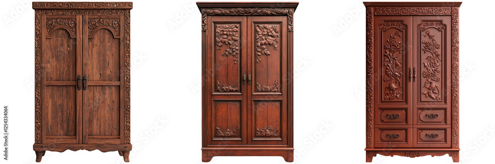 Elegant Antique Wooden Wardrobes with Intricate Carvings Design Elegant Antique Wooden Wardrobes with Intricate Carvings Design