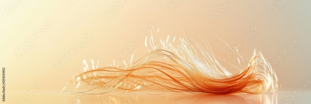 Fototapeta premium Macro view of a broken strand of hair showcasing texture and color variations under soft lighting. Generative AI
