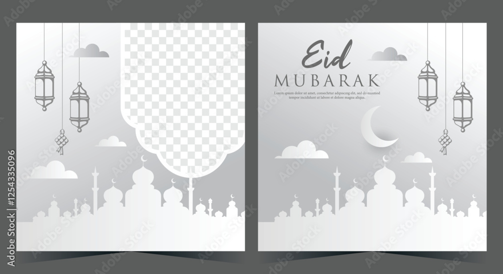 Fototapeta premium Islamic post. Eid Mubarak social media post