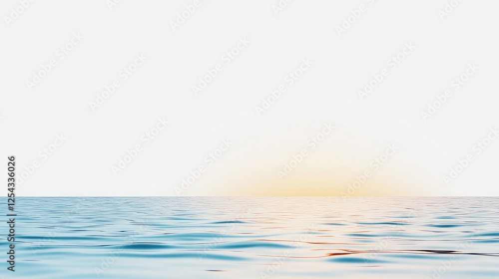 Obraz premium Serene ocean view at sunset with gentle waves and a soft, colorful horizon