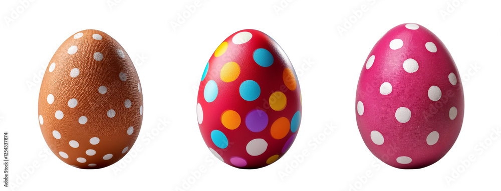 Fototapeta premium three easter eggs with polka dots. 