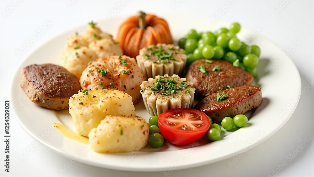 Delicious and Nutritious Vegetarian Thanksgiving Meal on a Plate Delicious and Nutritious Vegetarian Thanksgiving Meal on a Plate