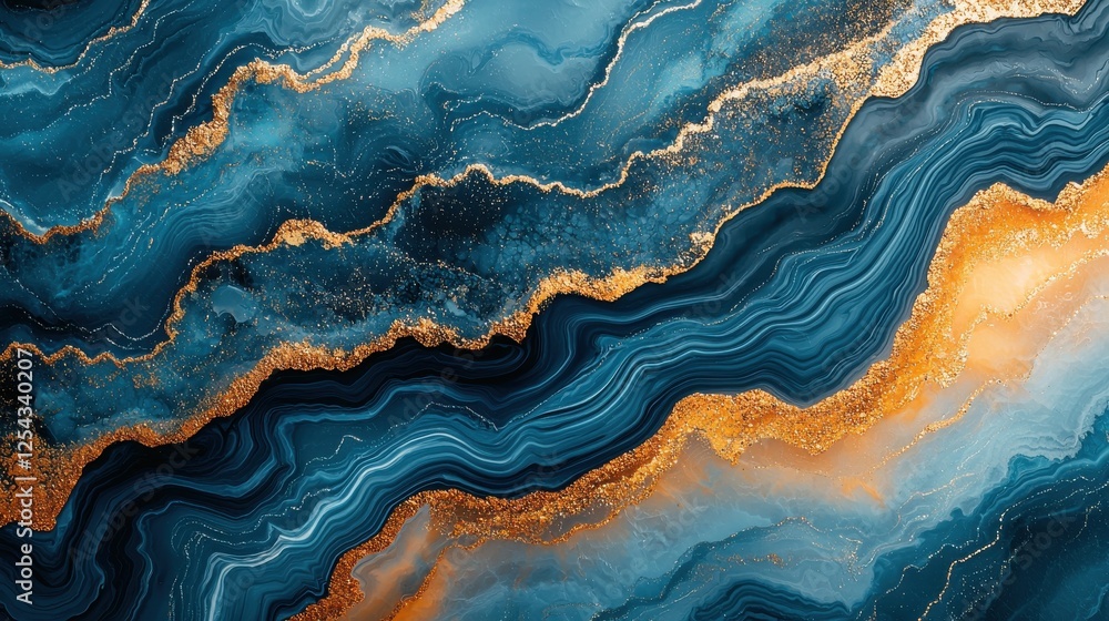 Stunning Blue and Gold Abstract Marble Art Stunning Blue and Gold Abstract Marble Art