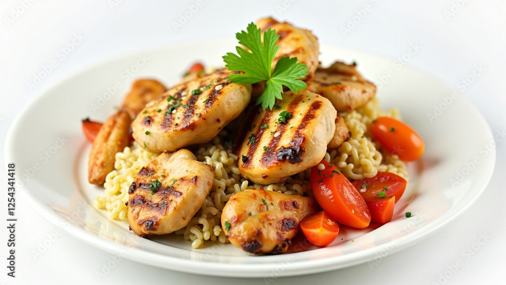 Grilled Chicken Breast with Pasta and Cherry Tomatoes Grilled Chicken Breast with Pasta and Cherry Tomatoes
