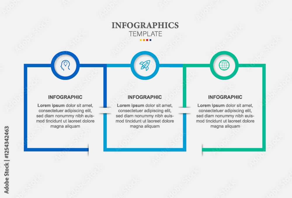 Obraz premium Thin line flat process . Business infographic with 3 options, arrows. Vector linear elements for presentation.