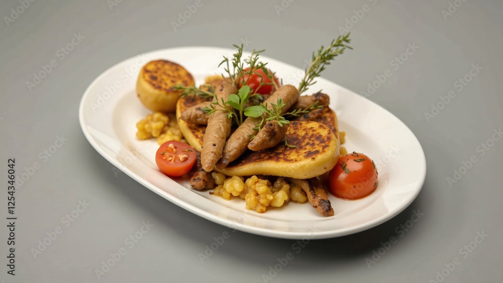 Delicious Grilled Sausages with Potato Pancakes and Sp�tzle Delicious Grilled Sausages with Potato Pancakes and Sp�tzle