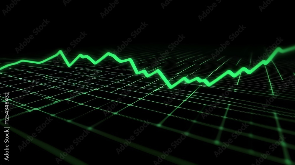 Fototapeta premium Market Trend Analysis: Growth Chart Shows Increase