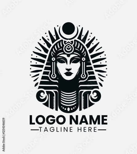Hathor Goddess Logo Design, Egyptian Goddess Logo, Divine Feminine Logo, Ancient Egypt Logo, Mystical Goddess Logo