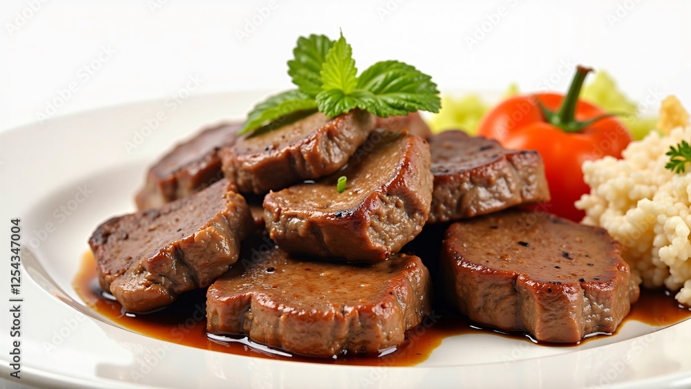 Delicious Seared Steaks with Couscous and Garnish Delicious Seared Steaks with Couscous and Garnish