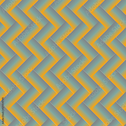 a zigzag pattern in orange, blue and yellow