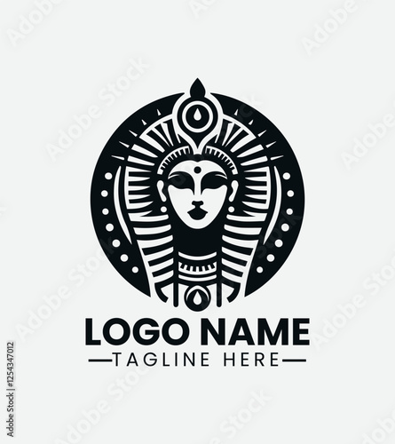 Hathor Goddess Logo Design, Egyptian Goddess Logo, Divine Feminine Logo, Ancient Egypt Logo, Mystical Goddess Logo