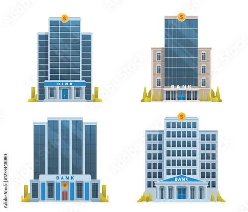 Bank & Office Building Vector Collection. Fully Editable Illustration, Ideal for Infographics & Designs