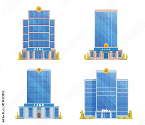 Bank & Office Building Vector Collection. Fully Editable Illustration, Ideal for Infographics & Designs