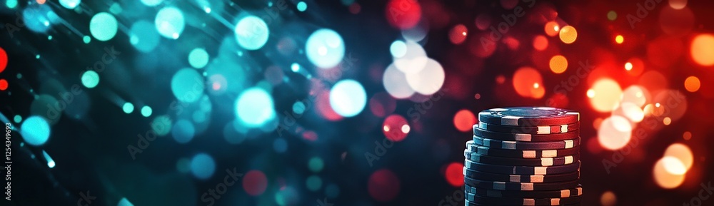 Stack of Casino Chips in a Glittering Atmosphere