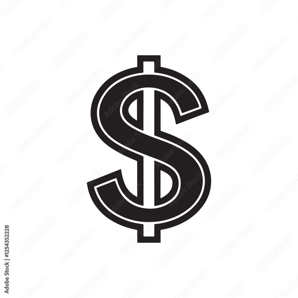Fototapeta premium Dollar Sign vector Icon Design. High-Quality Vector Dollar Symbol. Minimalist Black and White Dollar Icon isolated illustration.