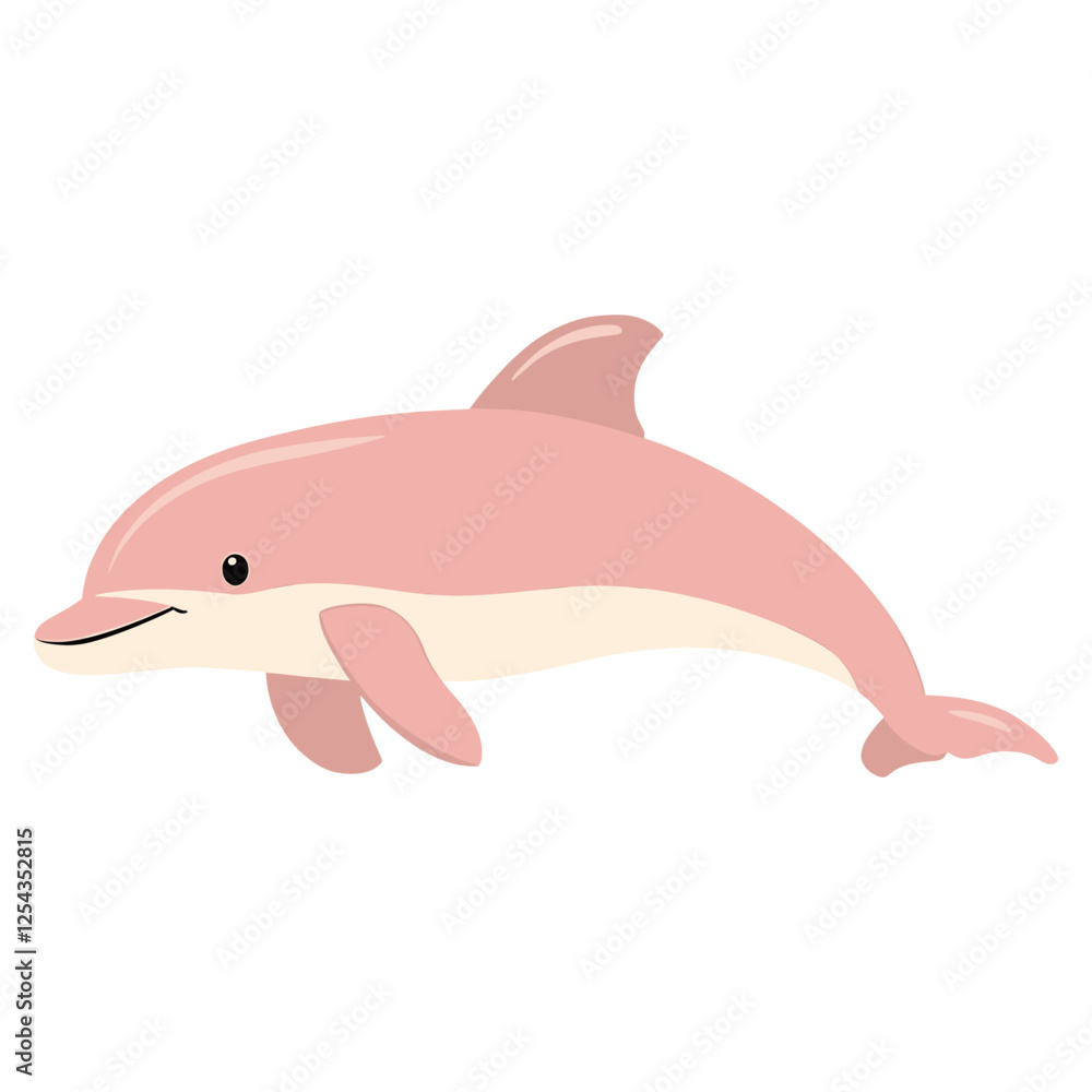 Fototapeta premium Pink dolphin illustration animal style vector