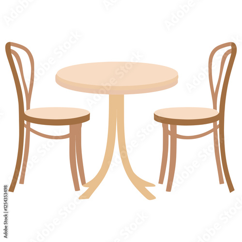 Cafe table and two chairs furniture round architecture vector