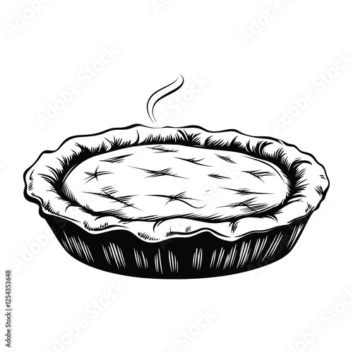 Simple hot apple pie linear art illustration dessert vector