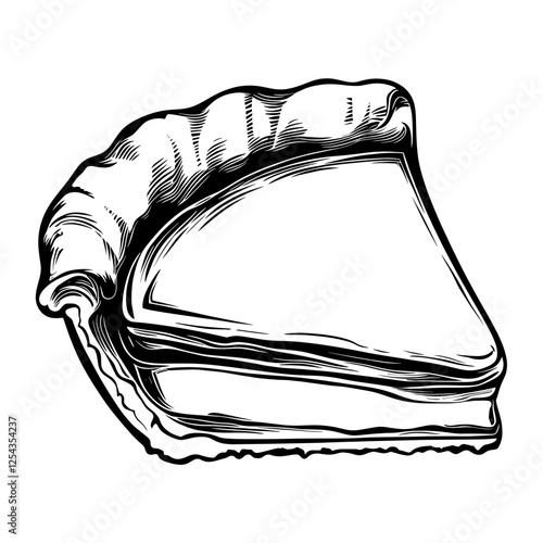 Simple slice apple pie linear art illustration sketch vector