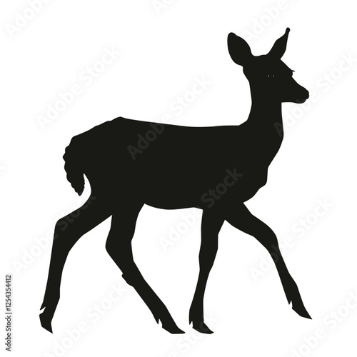 Baby deer walking silhouette illustration wildlife animal vector