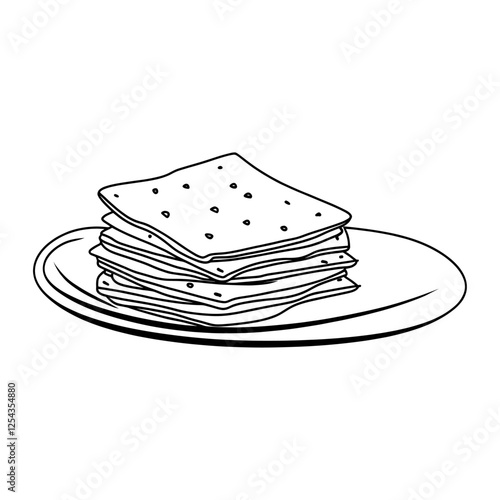 Matzah cracker drawing simple white vector