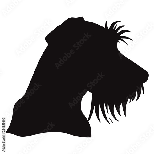 Collection portrait Airedale Terrier dog silhouette animal illustration vector