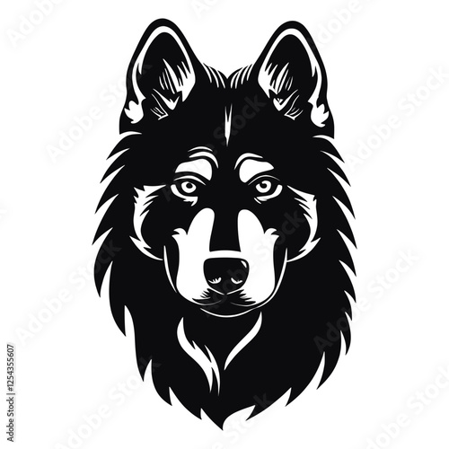 Collection portrait Alaskan Malamute dog animal wolf illustration vector