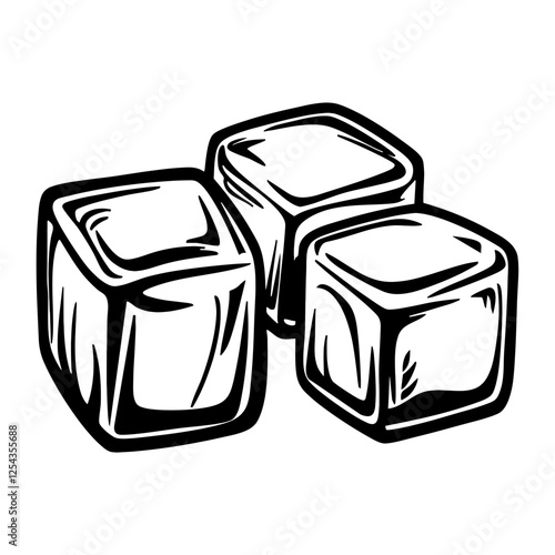 3 ice cube linear art illustration graphic vector
