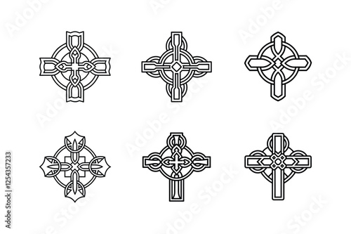 celtic cross line art vector illustration