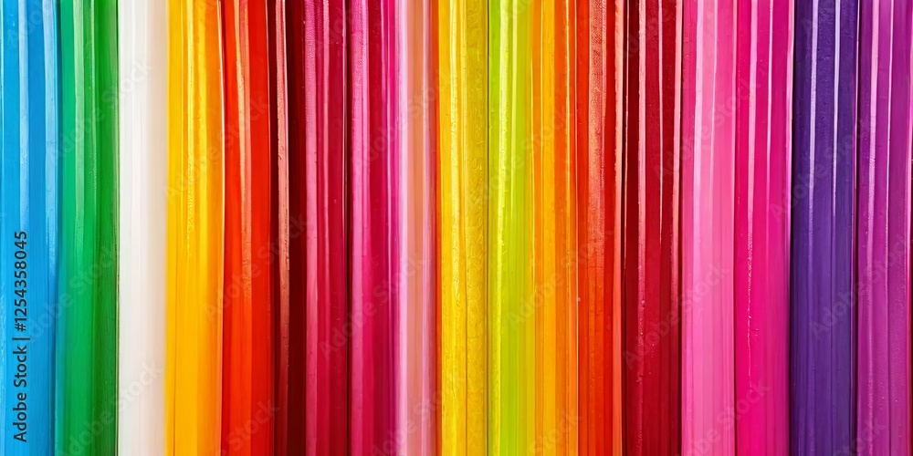 Obraz premium A row of colored pencils are lined up in a rainbow pattern