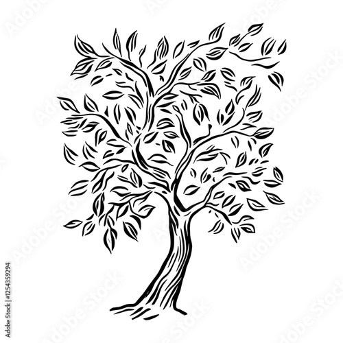 Apple tree drawing art white vector