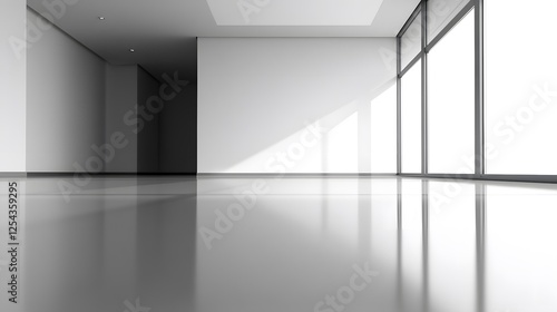 Wallpaper Mural Modern Empty Room Interior with Windows and Hallway Torontodigital.ca