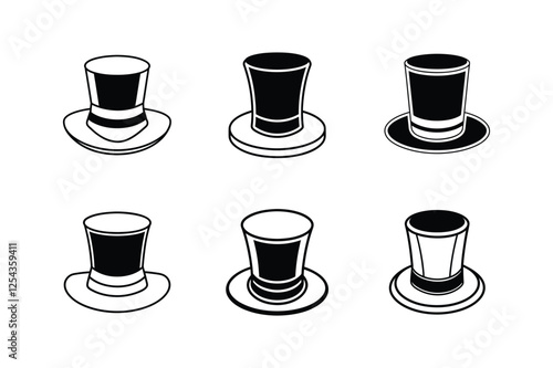 top hat icon silhouette vector illustration
