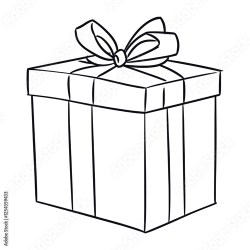 Gift box drawing simple white vector