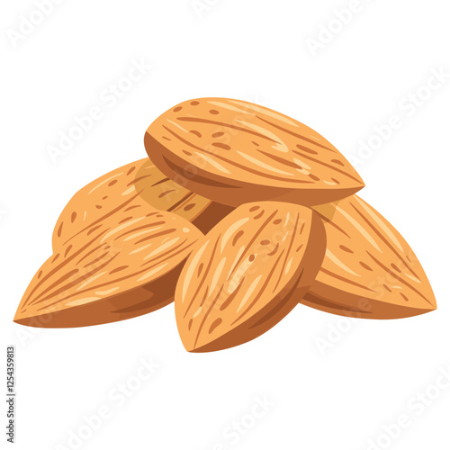 Group of almond illustration food art vector