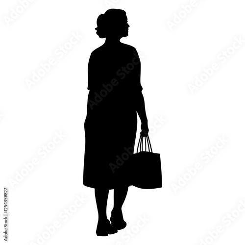 Woman shopping silhouette illustration black vector