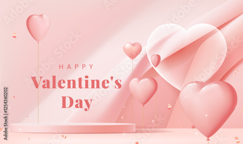 Valentine's Day banner design flesh colored love balloons on flesh colored background