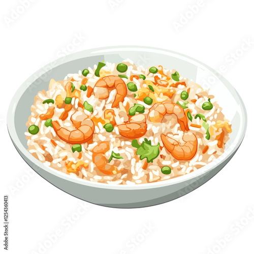 Shrimp fried rice illustration shrimp food  vector