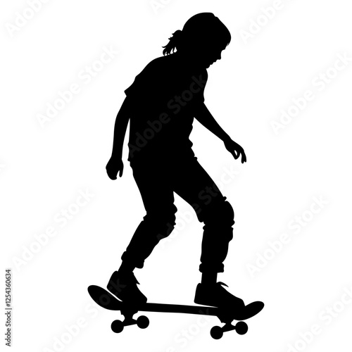 Teenager play skateboard silhouette illustration skateboarding vector