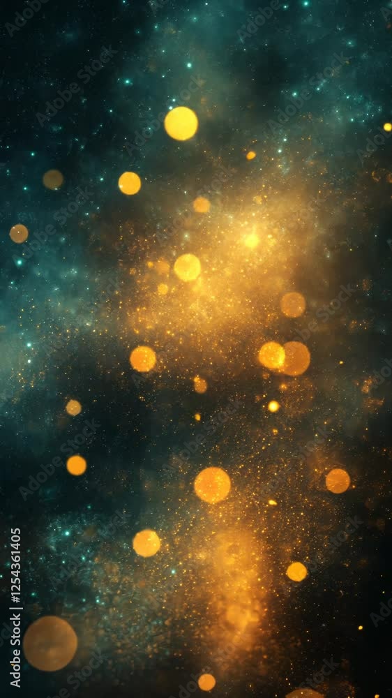 Golden bokeh lights, dark background, cosmic vibe, design element Golden bokeh lights, dark background, cosmic vibe, design element