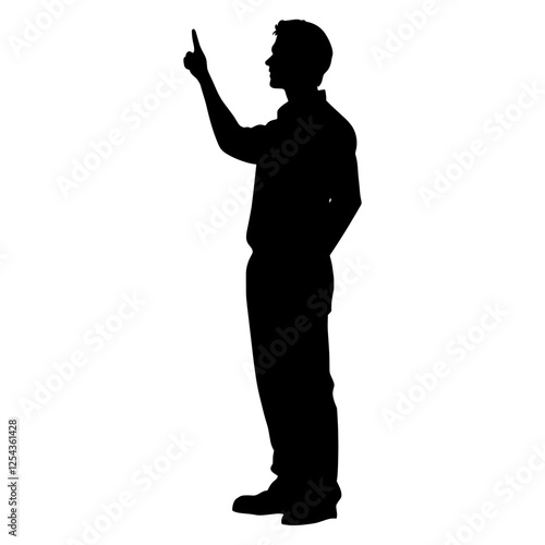 Man pointing finger up silhouette illustration standing vector