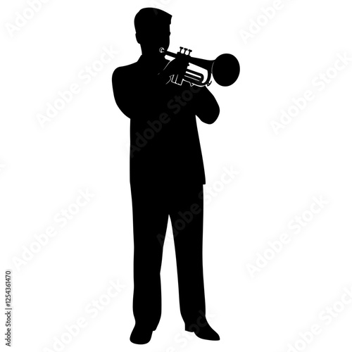 Man play trumpet silhouette illustration performance vector